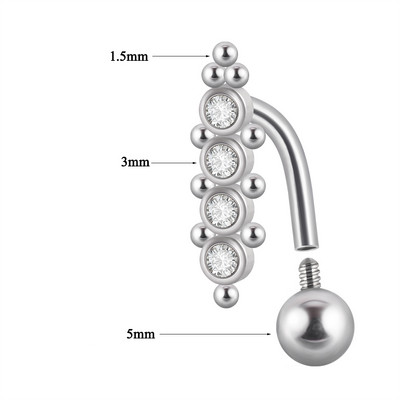 1 tk Kirurgilisest terasest kullatud kristallsest nööbist rõngad, uued moodsed rippuvad nabakangid naistele, tüdrukute augustamise ehted