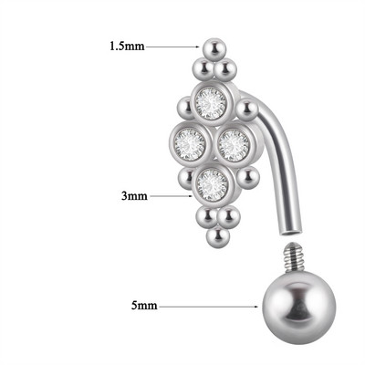 1 tk Kirurgilisest terasest kullatud kristallsest nööbist rõngad, uued moodsed rippuvad nabakangid naistele, tüdrukute augustamise ehted