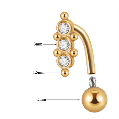 1 tk Kirurgilisest terasest kullatud kristallsest nööbist rõngad, uued moodsed rippuvad nabakangid naistele, tüdrukute augustamise ehted