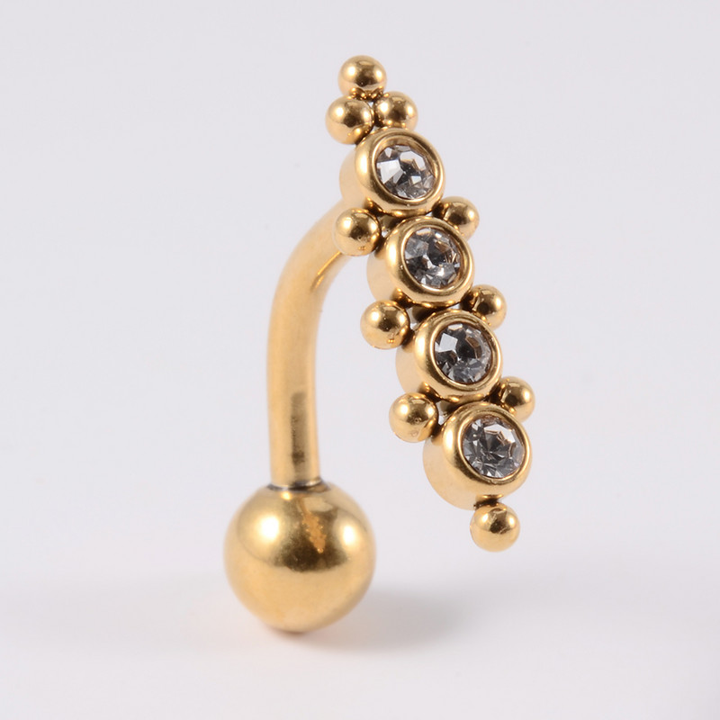 1 tk Kirurgilisest terasest kullatud kristallsest nööbist rõngad, uued moodsed rippuvad nabakangid naistele, tüdrukute augustamise ehted