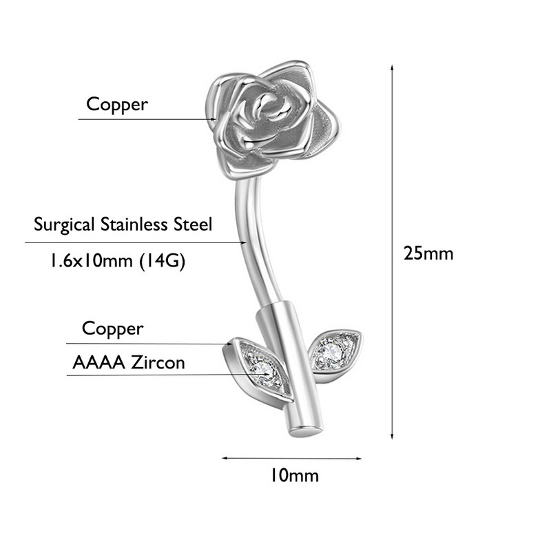 1 tk Armas roosiõieline naba augustamine varraste lehtedega kõrvarõngad tsirkoonist inkrusteeritud kristallist kõhunööbiga sõrmused naiste peokõrva keha ehted