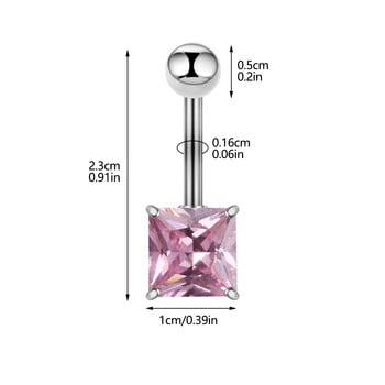 New Square Zircon Bellybutton Nail Απλό και ανθεκτικό στην αλλεργία Δαχτυλίδι αφαλού Μόδα και προστασία του περιβάλλοντος Ανθρώπινο σώμα