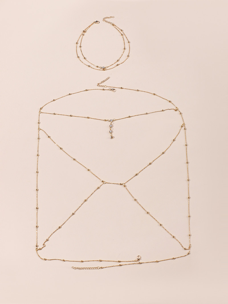 Bikini de vară, sexy, plajă, stil club de noapte, mărgele, corp, claviculă, lanț, colier, accesorii pentru femei