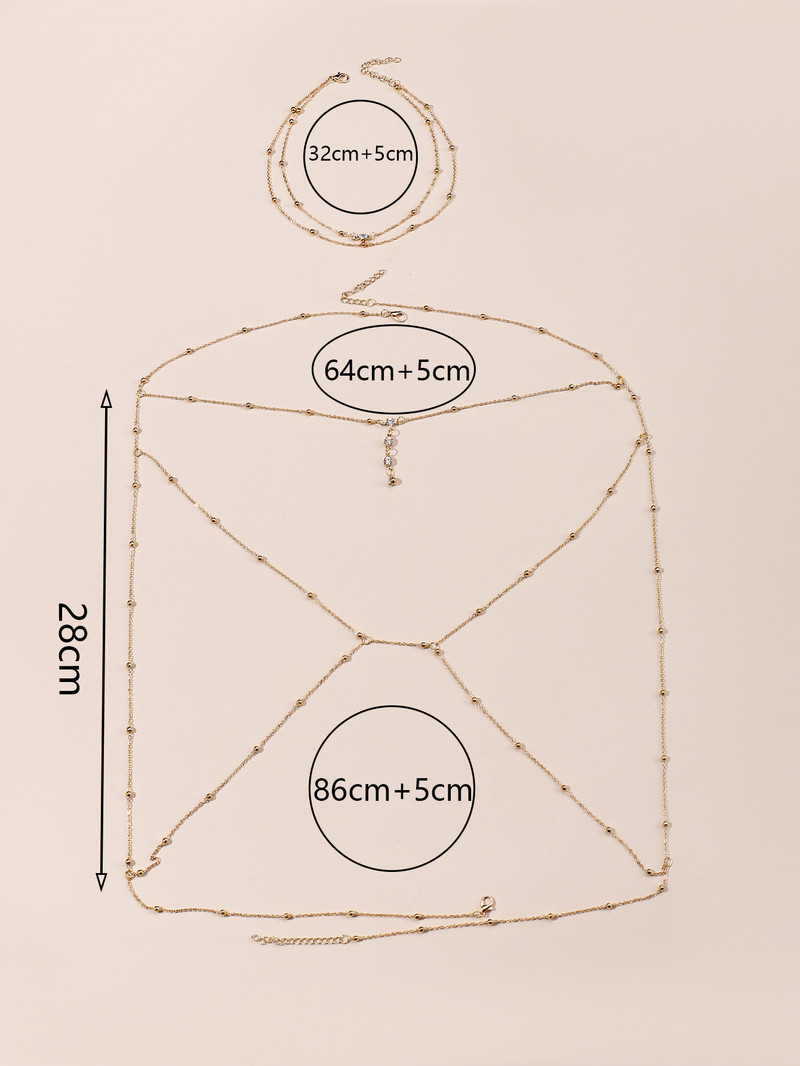 Bikini de vară, sexy, plajă, stil club de noapte, mărgele, corp, claviculă, lanț, colier, accesorii pentru femei