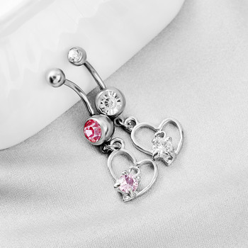 Ευρωπαϊκές και αμερικανικές New Love Zircon Bellybutton Button από ανοξείδωτο ατσάλι Δαχτυλίδι αφαλός Απλό Piercing νυχιών Bellybutton