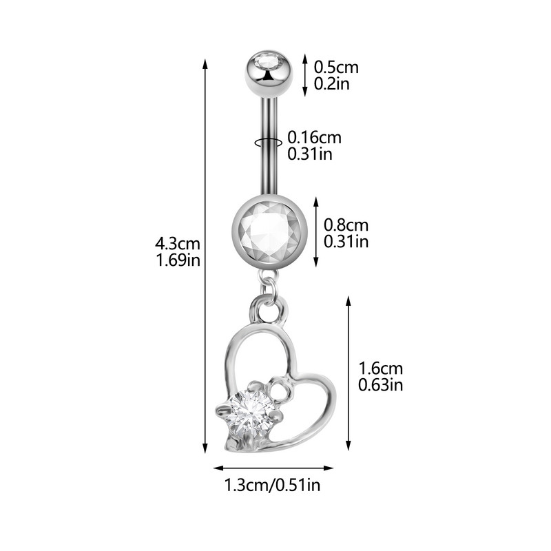 Euroopa ja Ameerika New Love tsirkoonist nööbist nööbist roostevabast terasest nööbist rõngast nööbi rõngast küünte lihtne augustamine