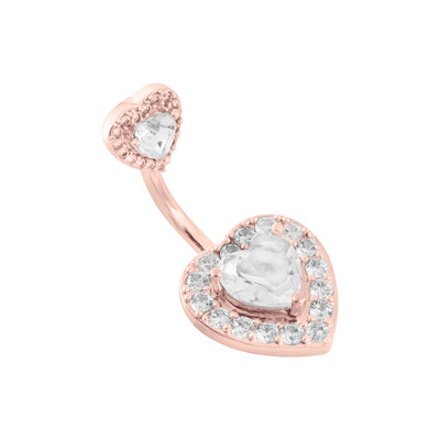 Vânzare fierbinte nou inel de buric inimă de zirconiu dublu inimă de piersică buton de buric pentru corp uman bijuterii