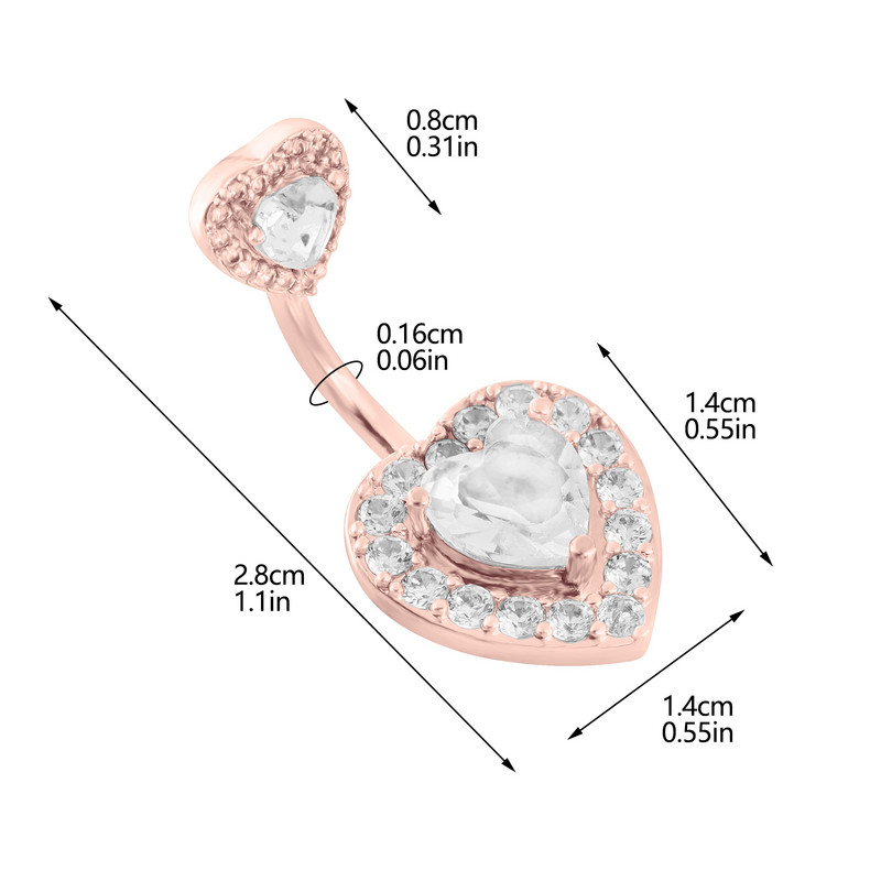Vânzare fierbinte nou inel de buric inimă de zirconiu dublu inimă de piersică buton de buric pentru corp uman bijuterii