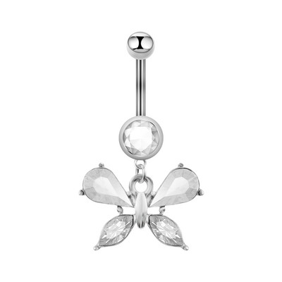 Új Bellybutton Ring Novel Butterfly Button Ring AAA Circon Button Button Piercing ékszerek raktáron