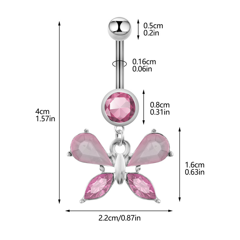 Új Bellybutton Ring Novel Butterfly Button Ring AAA Circon Button Button Piercing ékszerek raktáron