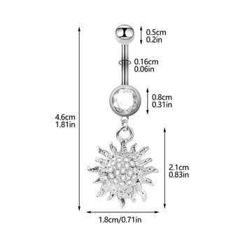 Sunflower Zircon Belly Button Ring Fashion Light Πολυτελές Νύχι αφαλού από ανοξείδωτο ατσάλι για γυναίκες Κοσμήματα για τρύπημα σώματος