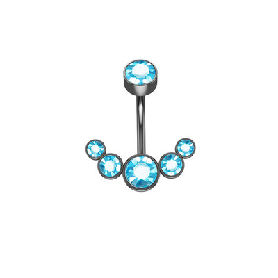 14G kirurški čelični zakrivljeni uteg za pupak Seksi nakit za tijelo Piercing Ombligo 5 kristala viseći prstenovi za pupak za žene, djevojke