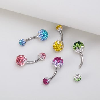 1 τεμ. Rhinestone δαχτυλίδια με κοιλιά Ομφαλός Piercing Belly Stud από ανοξείδωτο ατσάλι Barbell Ombligo Bar για γυναίκες Σέξι κοσμήματα σώματος 14G