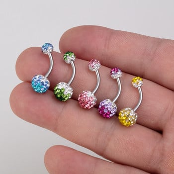 1 τεμ. Rhinestone δαχτυλίδια με κοιλιά Ομφαλός Piercing Belly Stud από ανοξείδωτο ατσάλι Barbell Ombligo Bar για γυναίκες Σέξι κοσμήματα σώματος 14G