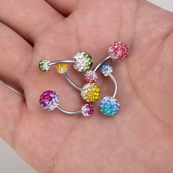 1 τεμ. Rhinestone δαχτυλίδια με κοιλιά Ομφαλός Piercing Belly Stud από ανοξείδωτο ατσάλι Barbell Ombligo Bar για γυναίκες Σέξι κοσμήματα σώματος 14G