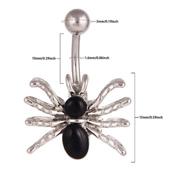 Μόδα αράχνη κρεμαστό ομφαλό καρφί 316L από ανοξείδωτο ατσάλι ζωικό στυλ Δαχτυλίδι με κοιλιά για γυναίκες Άνδρες Σέξι κοσμήματα για διάτρηση σώματος