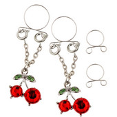 2 bucăți roșu cireș fructe stras din oțel inoxidabil mameloane non-piercing