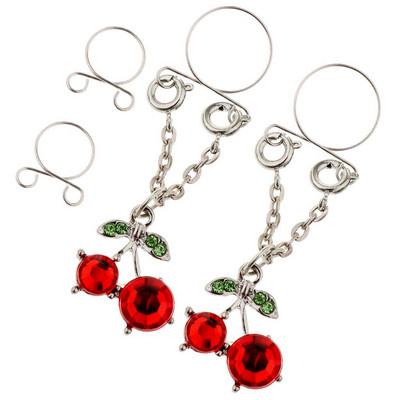 2 bucăți roșu cireș fructe stras din oțel inoxidabil mameloane non-piercing