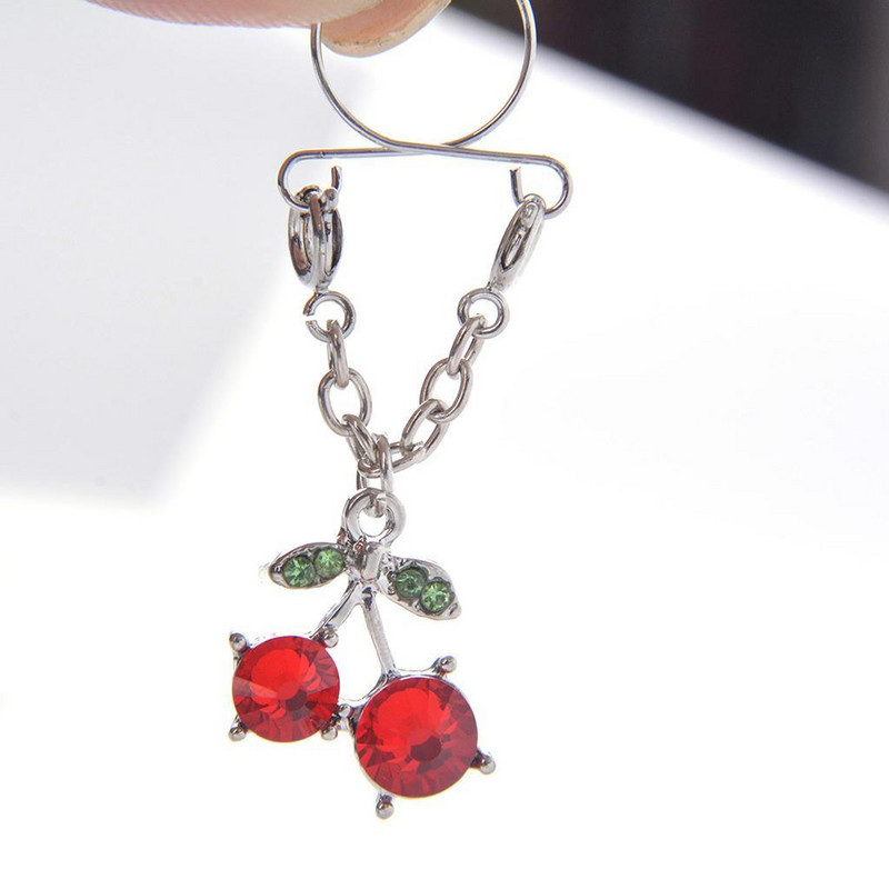 2 bucăți roșu cireș fructe stras din oțel inoxidabil mameloane non-piercing