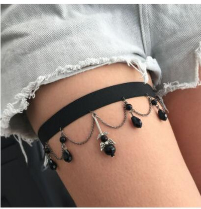 Papuošalai Seksualios asmenybės kojų grandinėlė Retro perdėta elastinga virvė Pearl kelių sluoksnių kojų grandinės apatinis trikotažas be liemenėlės