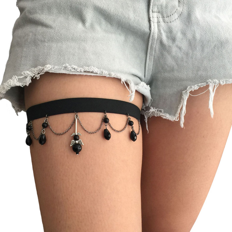 Papuošalai Seksualios asmenybės kojų grandinėlė Retro perdėta elastinga virvė Pearl kelių sluoksnių kojų grandinės apatinis trikotažas be liemenėlės