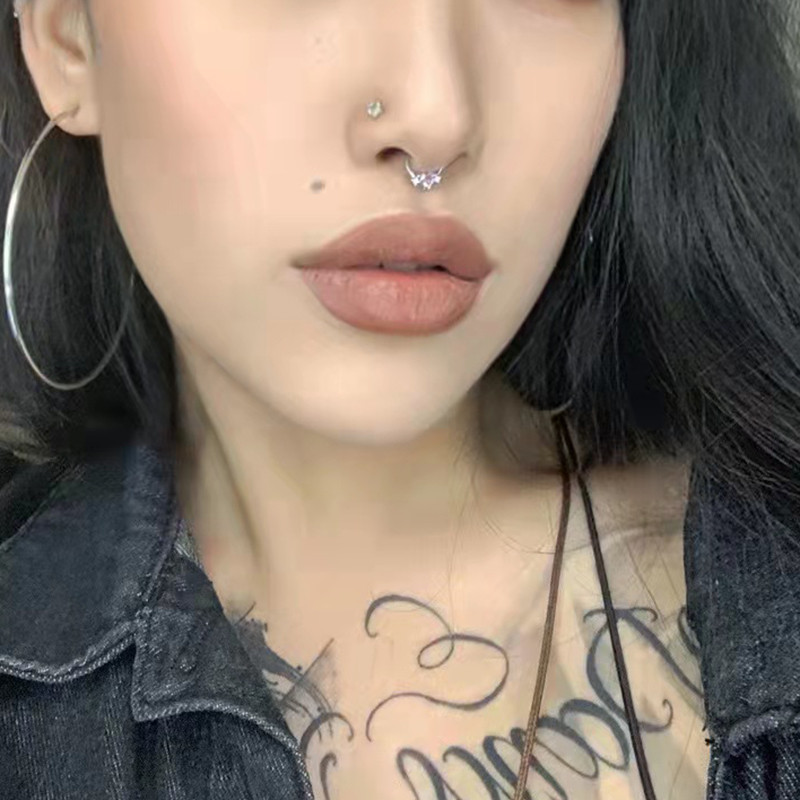 JHJT 20G 18G Heart Septum Nose Piercing Prozirni CZ prsten za nos Piercing za nos Helix Naušnice hrskavice Nakit za uho