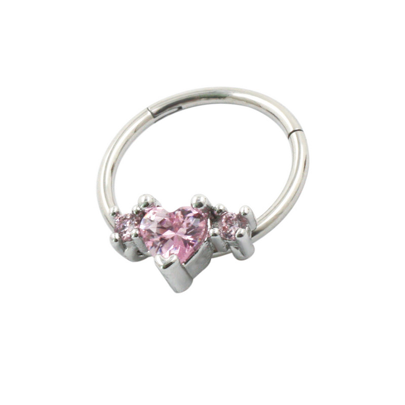 JHJT 20G 18G Heart Septum Nose Piercing Prozirni CZ prsten za nos Piercing za nos Helix Naušnice hrskavice Nakit za uho