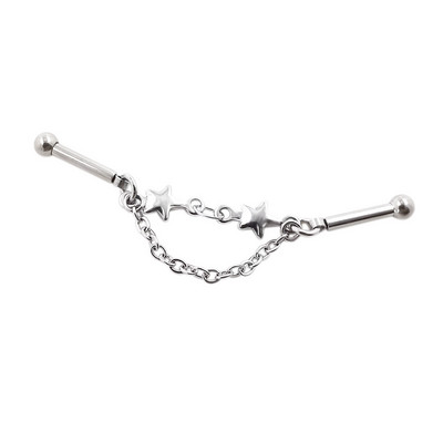 JHJT 14G 16G Heart Industrial Piercing Barbell Surgical Steel Devil Cartilage Naušnica Evil Star Industrial Chain Piercing Jewelry