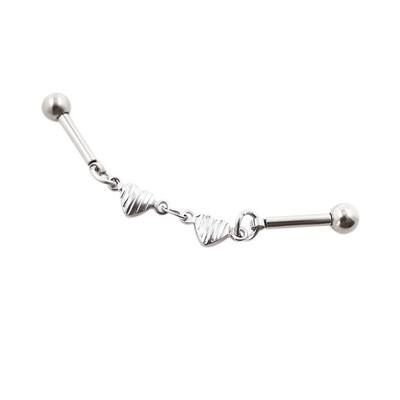 JHJT 14G 16G Heart Industrial Piercing Barbell Surgical Steel Devil Cartilage Naušnica Evil Star Industrial Chain Piercing Jewelry