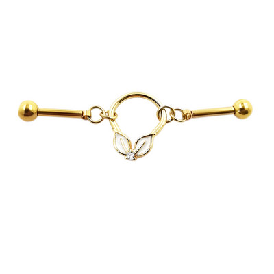 JHJT 14G 16G Heart Industrial Piercing Barbell Surgical Steel Devil Cartilage Naušnica Evil Star Industrial Chain Piercing Jewelry