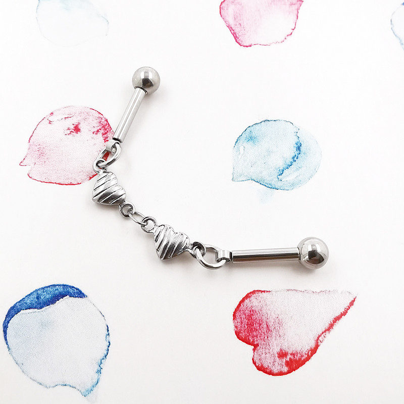 JHJT 14G 16G Heart Industrial Piercing Barbell Surgical Steel Devil Cartilage Naušnica Evil Star Industrial Chain Piercing Jewelry