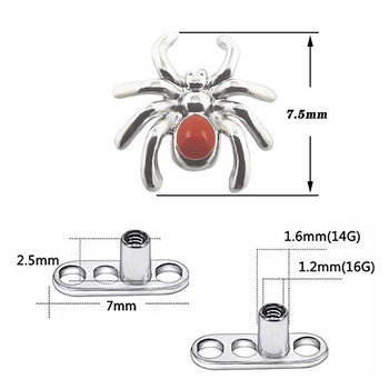 JHJT G23 Titanium Micro Dermal Anchor Top Piercing Skin Drivers Surface Spider Dermal Piercing Implant Body Jewelry 14g