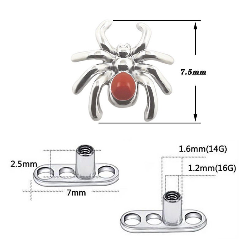 JHJT G23 Titanium Micro Dermal Anchor Top Piercing Skin Drivers Surface Spider Dermal Piercing Implant Nakit za tijelo 14 g