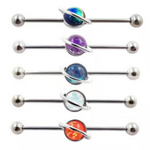 JHJT 14G 38mm Moon Industrial Piercing 316L Surgical Stainless Steel Planet Cartilage Ear Industrial Barbell Jewelry