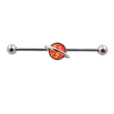 JHJT 14G 38mm Moon Industrial Piercing 316L Surgical Stainless Steel Planet Cartilage Ear Industrial Barbell Jewelry