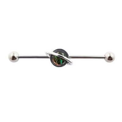 JHJT 14G 38mm Moon Industrial Piercing 316L Surgical Stainless Steel Planet Cartilage Ear Industrial Barbell Jewelry