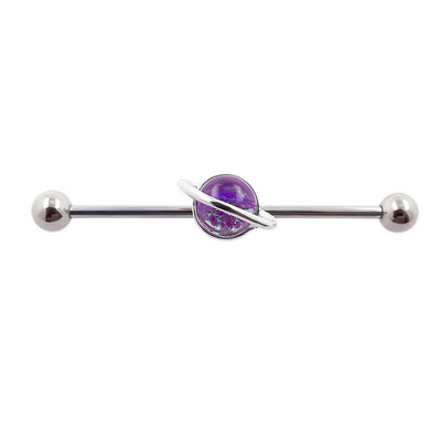 JHJT 14G 38mm Moon Industrial Piercing 316L Surgical Stainless Steel Planet Cartilage Ear Industrial Barbell Jewelry