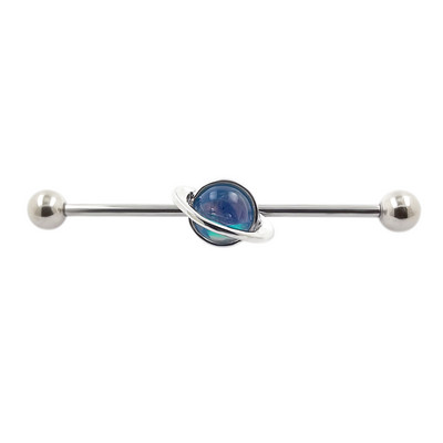 JHJT 14G 38mm Moon Industrial Piercing 316L Surgical Stainless Steel Planet Cartilage Ear Industrial Barbell Jewelry