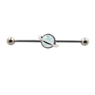 JHJT 14G 38mm Moon Industrial Piercing 316L Surgical Stainless Steel Planet Cartilage Ear Industrial Barbell Jewelry