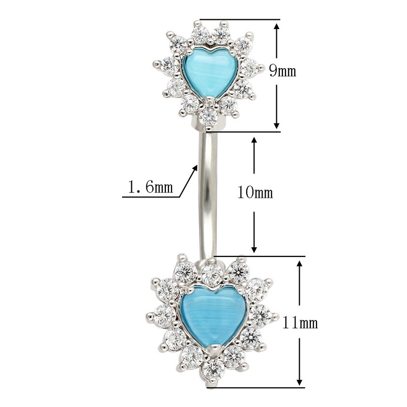 JHJT 14g Kõhu augustamine Südame Naba Sõrmused Naistele Roostevabast Terasest Seksikas Nombril Naba Piercing Kehaehted