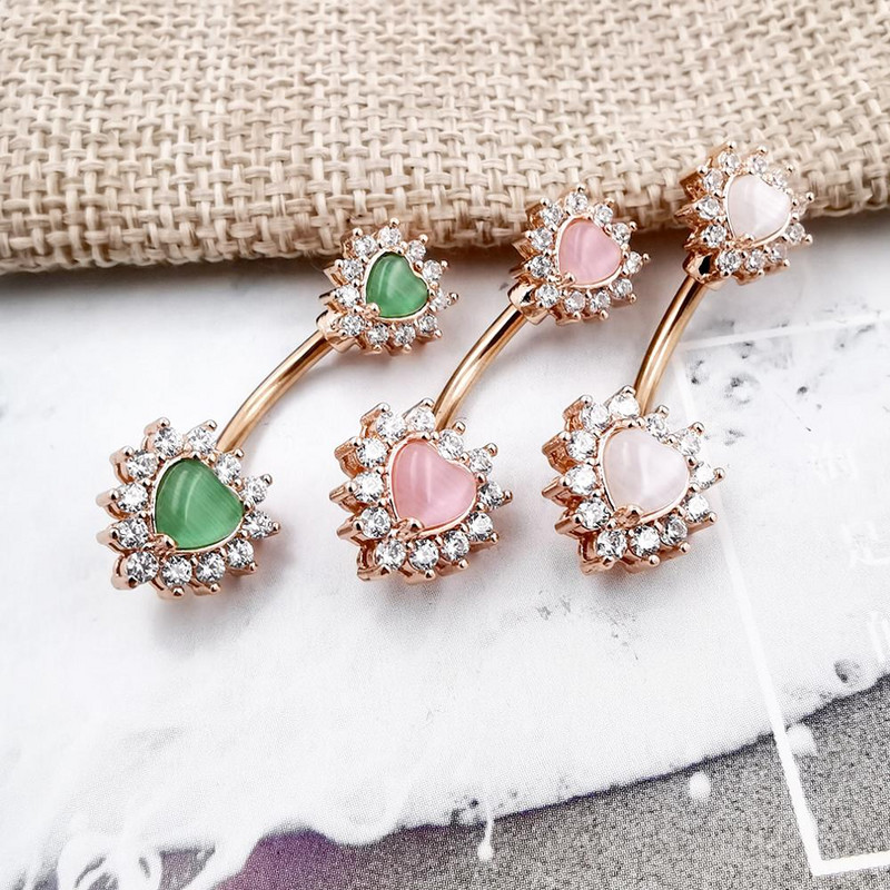 JHJT 14g Kõhu augustamine Südame Naba Sõrmused Naistele Roostevabast Terasest Seksikas Nombril Naba Piercing Kehaehted