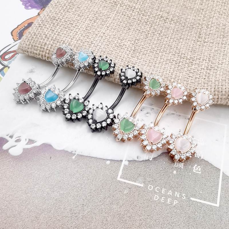 JHJT 14g Kõhu augustamine Südame Naba Sõrmused Naistele Roostevabast Terasest Seksikas Nombril Naba Piercing Kehaehted