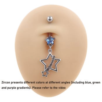 Κοσμήματα JHJT 14G Belly Button 316L Surgical Steel Cubic Zirconia Dangle Star Navel Piercing Nombril Belly Piercing Jewelry