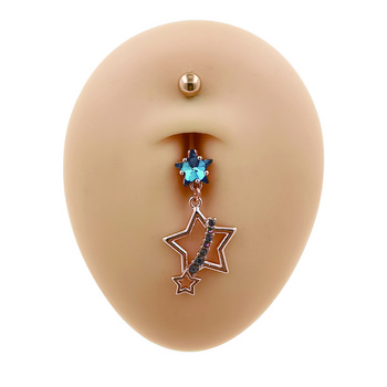 Κοσμήματα JHJT 14G Belly Button 316L Surgical Steel Cubic Zirconia Dangle Star Navel Piercing Nombril Belly Piercing Jewelry