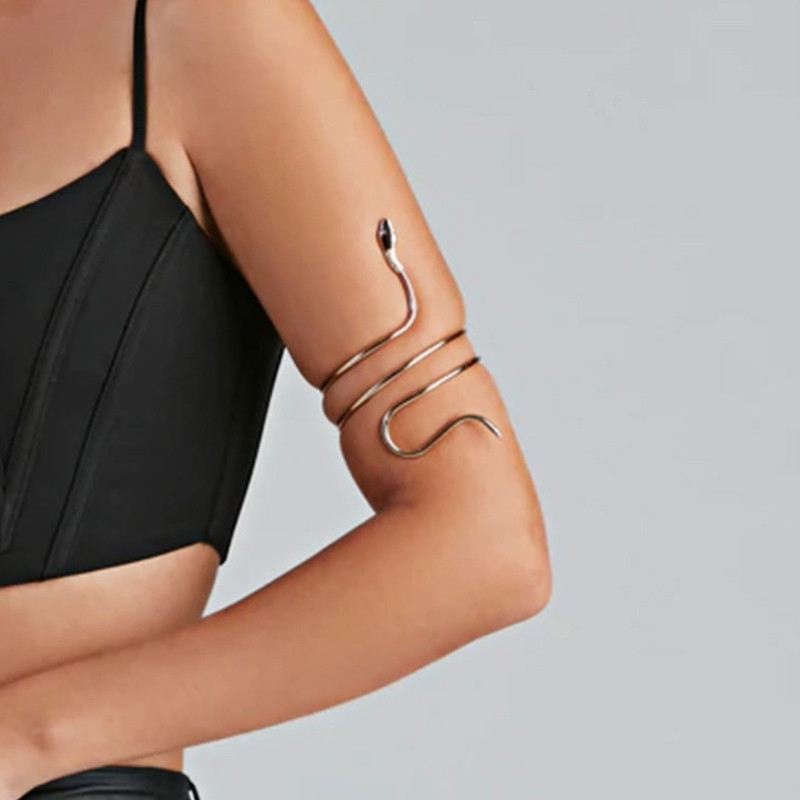 Punk încolăcit șarpe spirală braț manșetă braț braț braț braț femei bijuterii Egipt vârtej șarpe braț manșetă braț