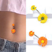 2023 m. Naujas madingas Daisy pilvo sagos žiedas moterims Subtilus nerūdijančio plieno bambos auskarų vėrimas Seksualūs pilvo šokiai Ombligo kūno papuošalai