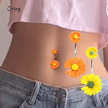 2023 Νέο μοντέρνο δαχτυλίδι Daisy Belly Button για γυναίκες Λεπτό ανοξείδωτο ατσάλι που τρυπάει τον αφαλό Sexy Belly Dance Ombligo Body Jewelry