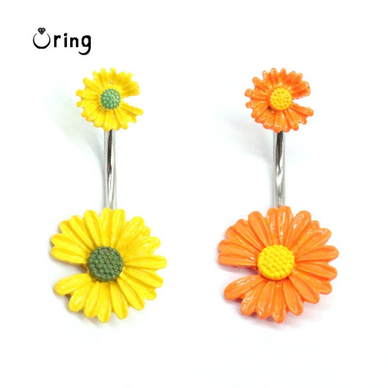 2023 m. Naujas madingas Daisy pilvo sagos žiedas moterims Subtilus nerūdijančio plieno bambos auskarų vėrimas Seksualūs pilvo šokiai Ombligo kūno papuošalai