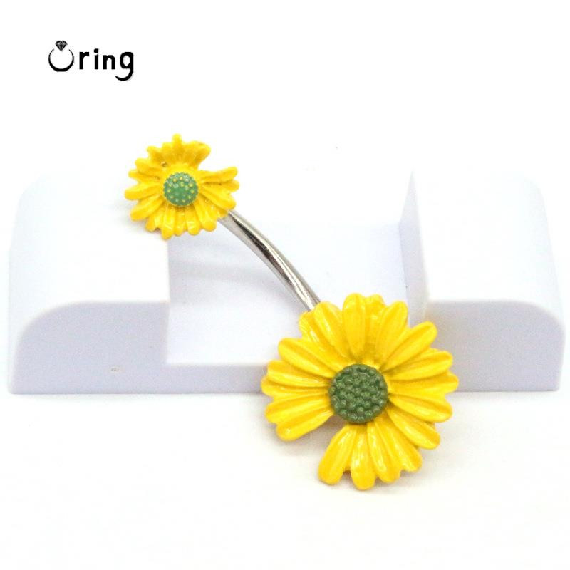 2023 m. Naujas madingas Daisy pilvo sagos žiedas moterims Subtilus nerūdijančio plieno bambos auskarų vėrimas Seksualūs pilvo šokiai Ombligo kūno papuošalai