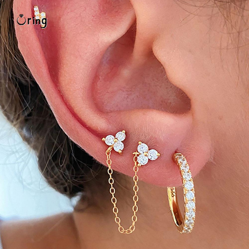 Lihtsas stiilis tsirkoonist ketiga kõrvarõngas naistele Õrn mood keha ehted kõhre tragus augustamine teismelistele igapäevased aksessuaarid